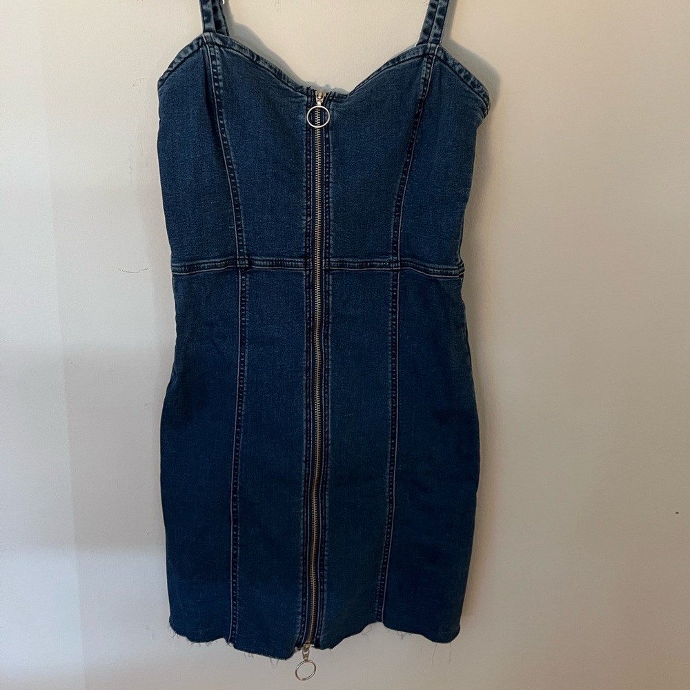 Denim dress with full zipper